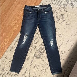 KanCan Blue Skinny Distressed Jeans with Fading